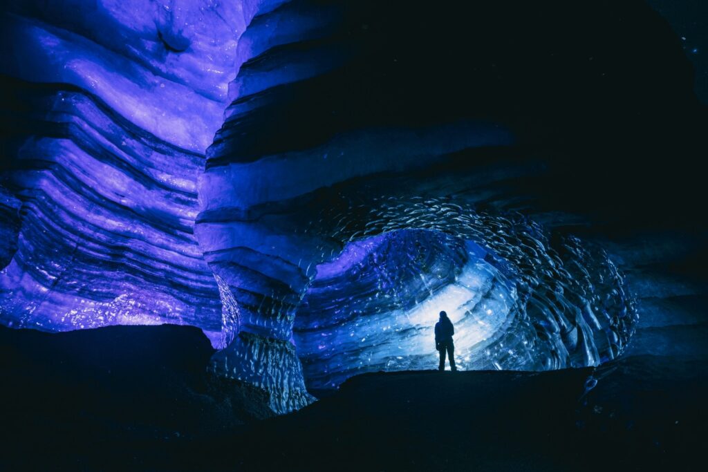 Eishöhle, Kötlujökull, Person, Eingang, Island