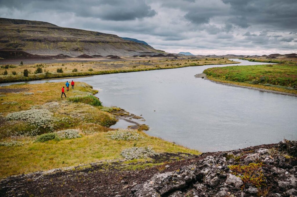 Flusstal, Wanderer, Island
