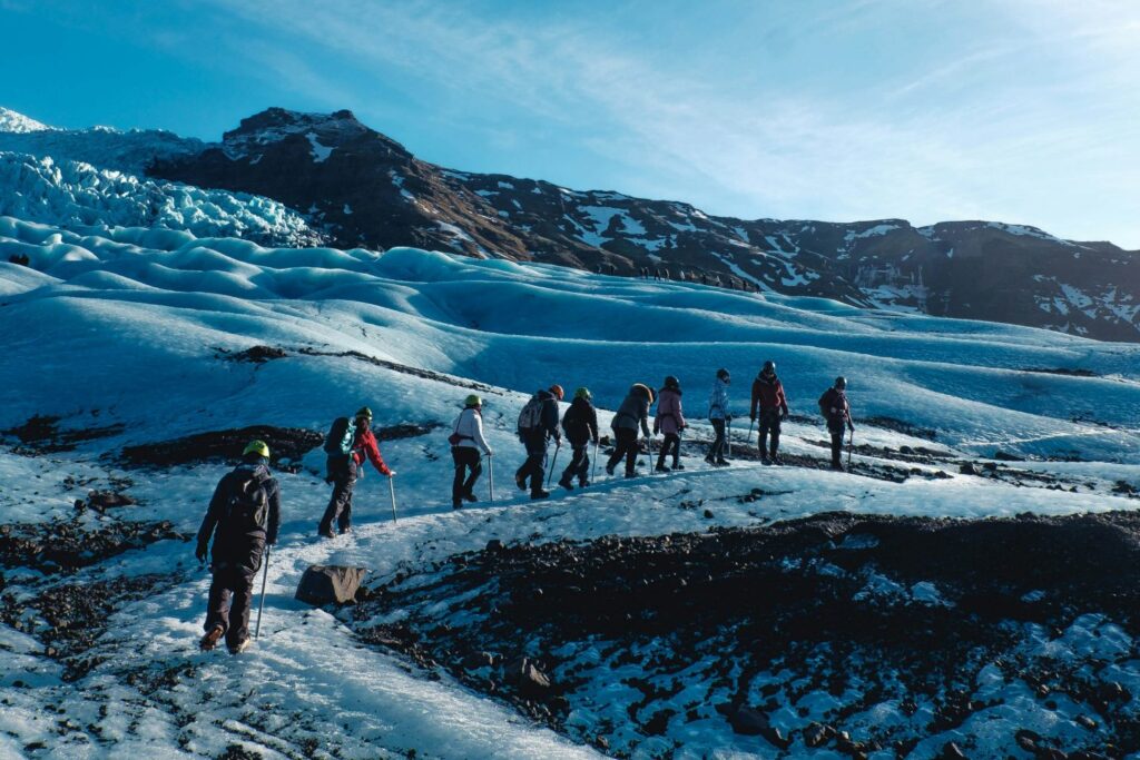 Gletscherwanderung, Sólheimajökull, März, Island