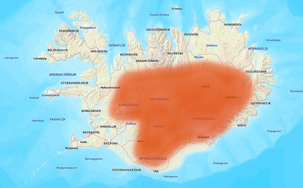 Karte, Hochland, Island