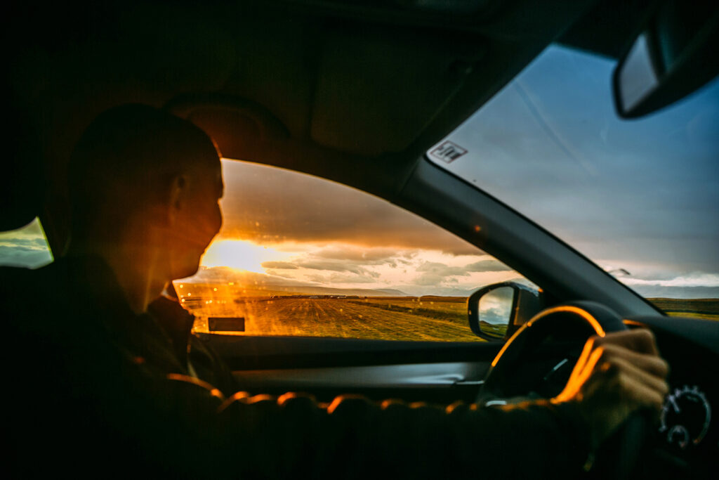 Autofahrer, Sonne, Island