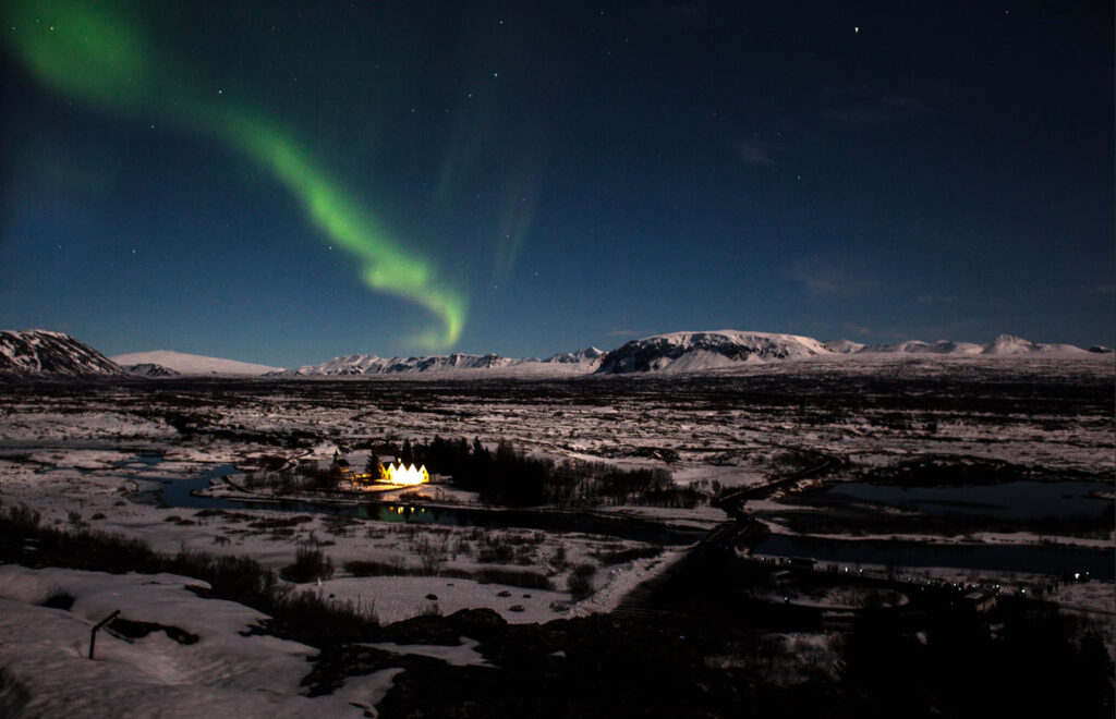Polarlicht, Thingvellir, Island