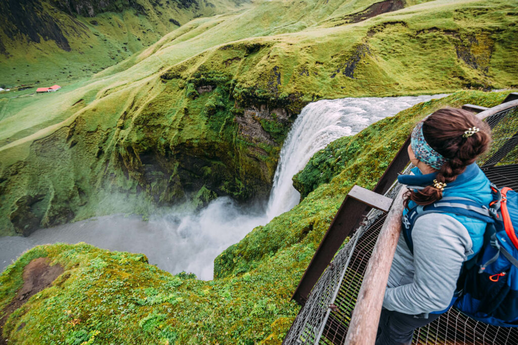 Aussichtsplattform, Wasserfall, Skogafoss, Island