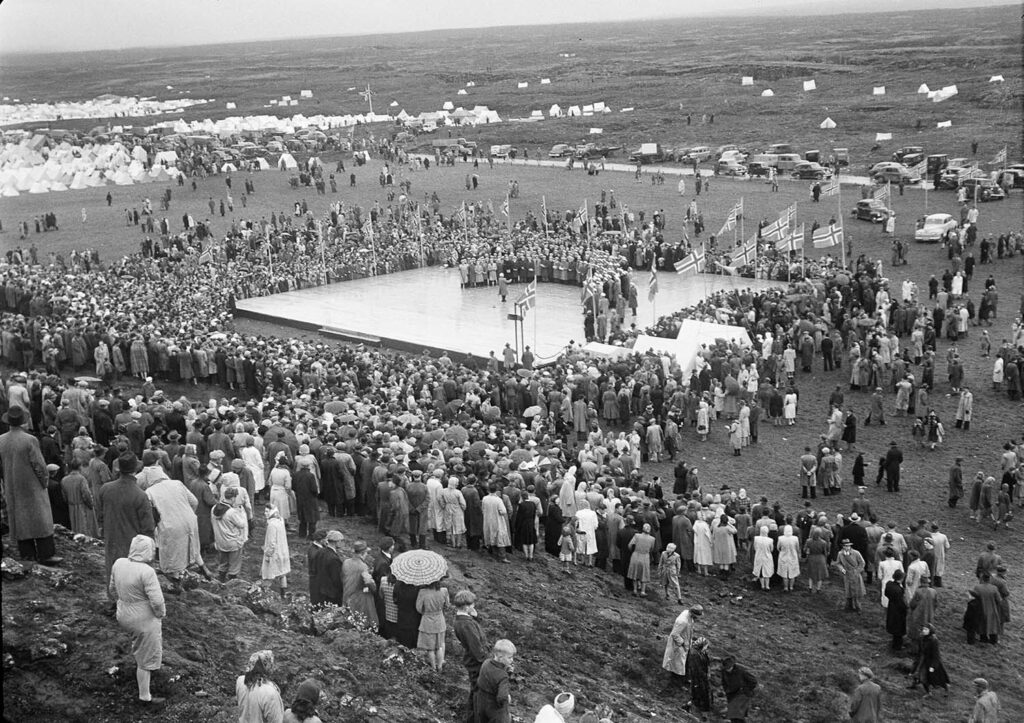 Thingvellir, Zeremonie, Menschenmenge, 17. Juni 1944, Island