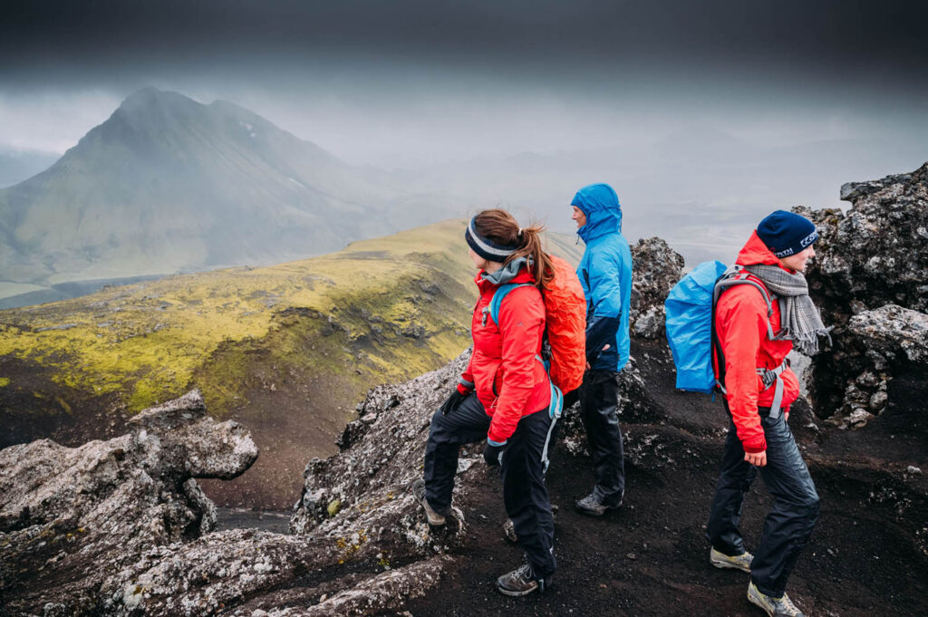 Wanderer, schlechtes Wetter, Gipfel, Hochland, Island