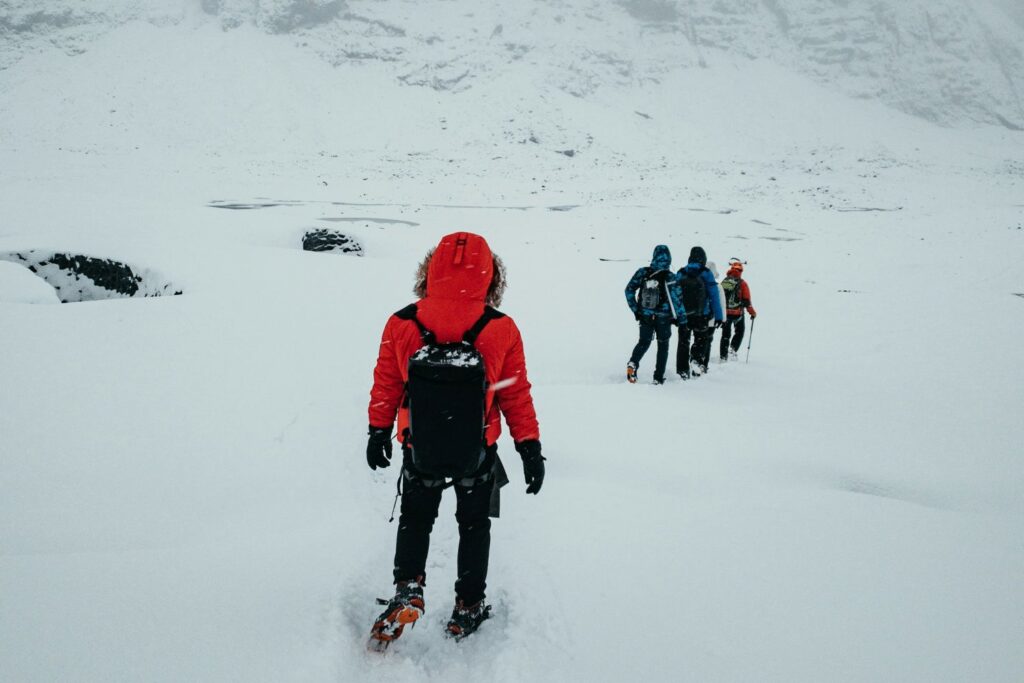 Wandergruppe, Sólheimajökull, Schnee, März, Island