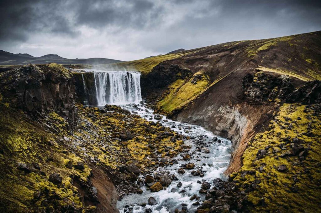 Wasserfall, Canyon, Fluss, Hochland, Island