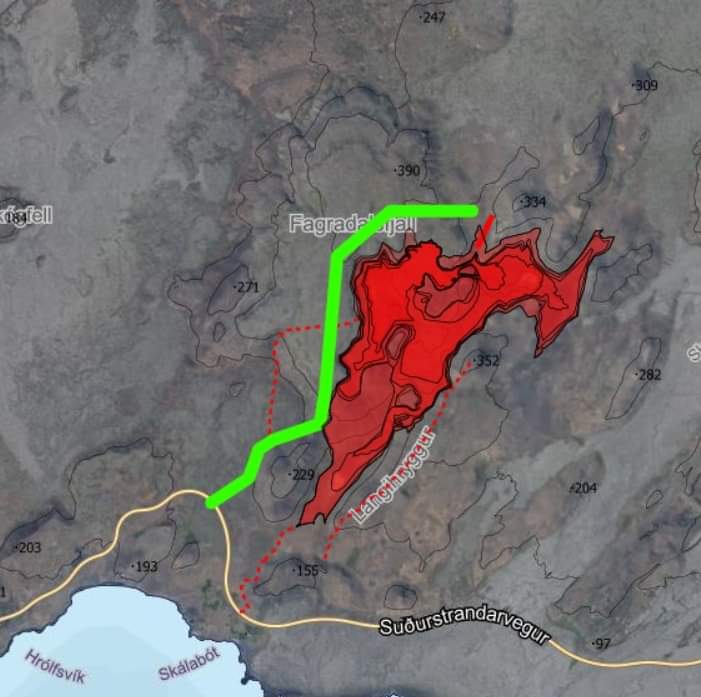 Karte Weg zum Vulkan Björgunarsveitin