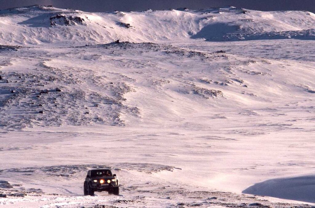 Winterlandschaft, Jeep, Schnee, Island
